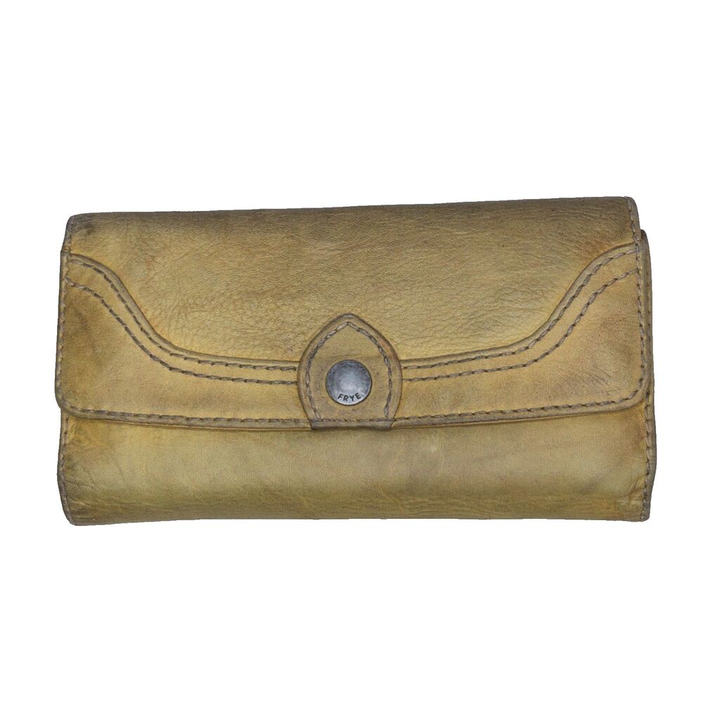 FRYE Melissa Trifold Continental Wallet Tan Antique Italian Leather 34DB983